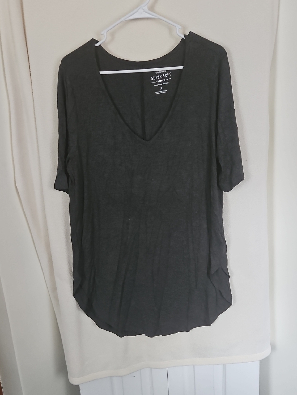 torrid Charcoal V-Neck Short Sleeve Tee